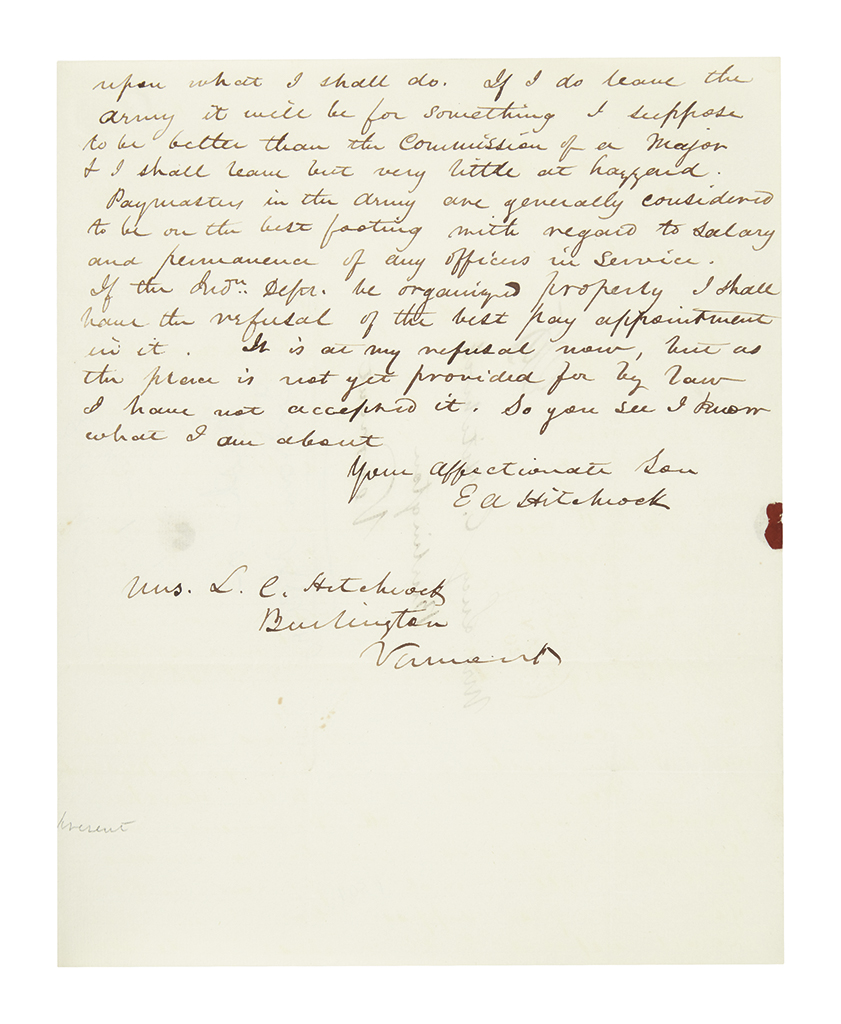 I FIND MYSELF SINGULARLY ABSORBED IN INDIAN AFFAIRS ETHAN ALLEN HITCHCOCK. Group of 4 Autograph Letters Sig...